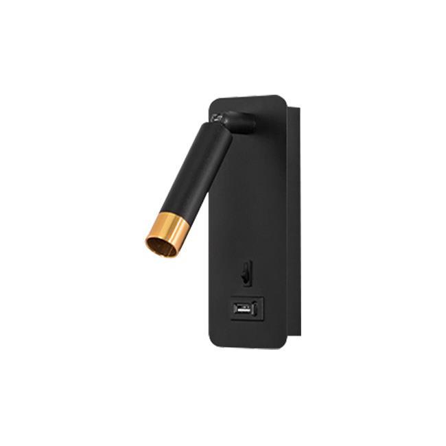 Vipelectro Nástěnná lampa na čtení G9 Piero s USB, černá + zlatá V1444